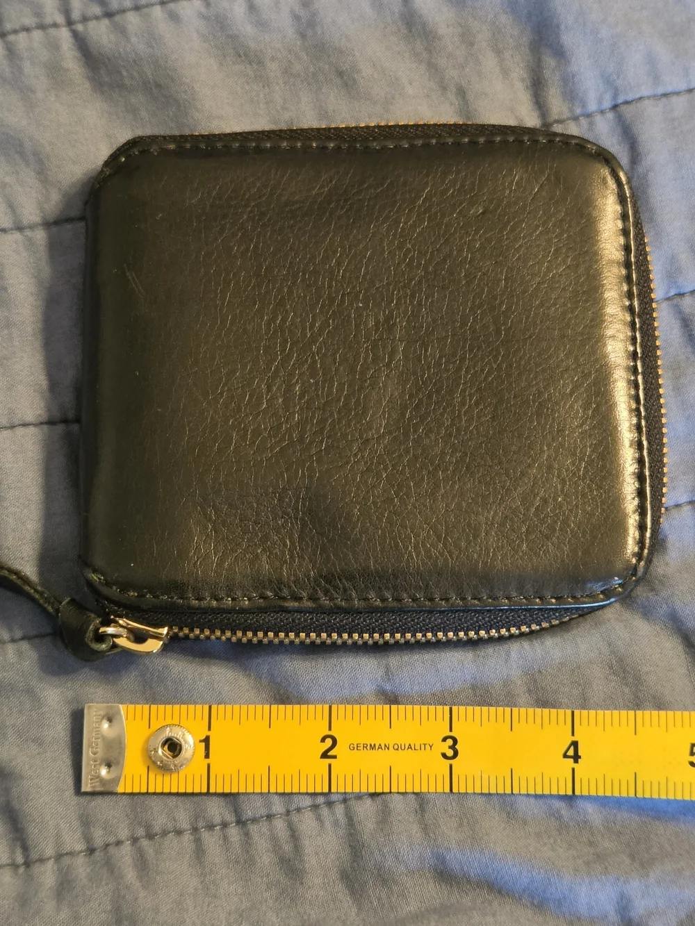 Clare V Black Leather Zip Wallet with Gold Hardware